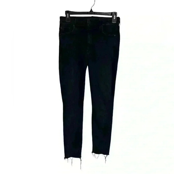 MOTHER High Waisted Looker Ankle Fray Jeans in Blackbird Wash size 27 - Picture 2 of 13